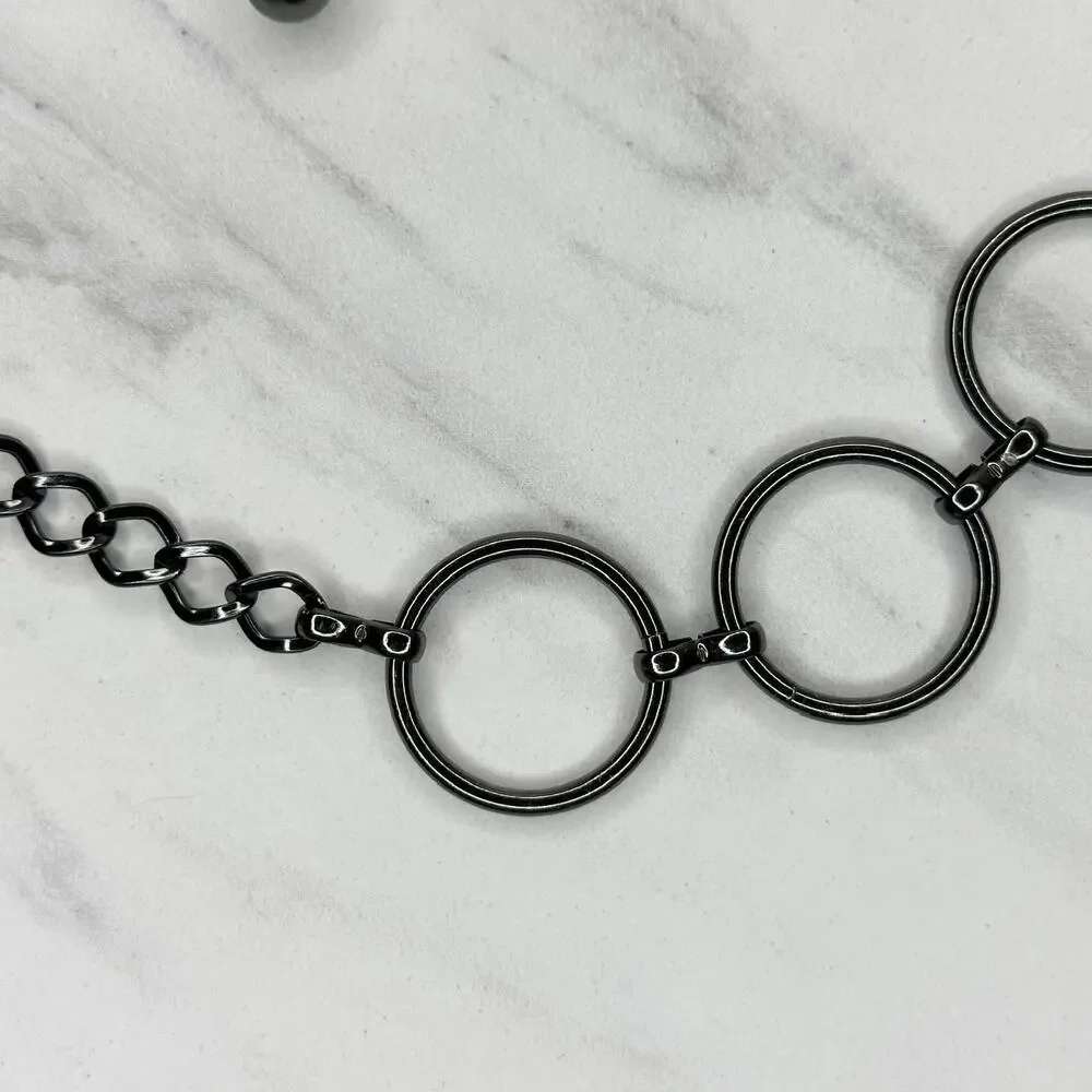 Rhinestone Black Gunmetal Chain Link Belt One Size (OS) ✨